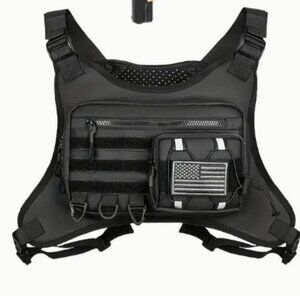 Tactical Chest Bag with American Flag Black NWT
